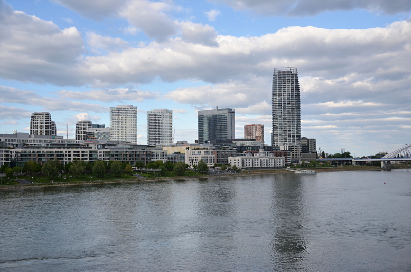 View of the Eurovea City district along the Danube River in Bratislava